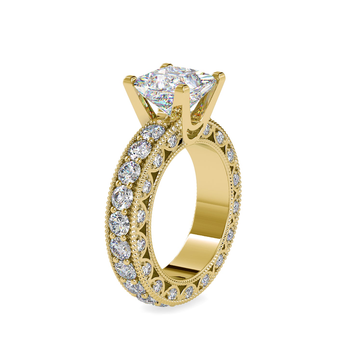 Princess Cut 4.50CTW Solitaire With Accents Diamond Ring  customdiamjewel   