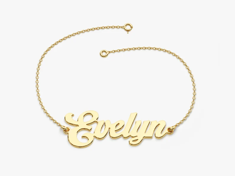 Unique Custom Name Bracelet in Yellow Gold  customdiamjewel   