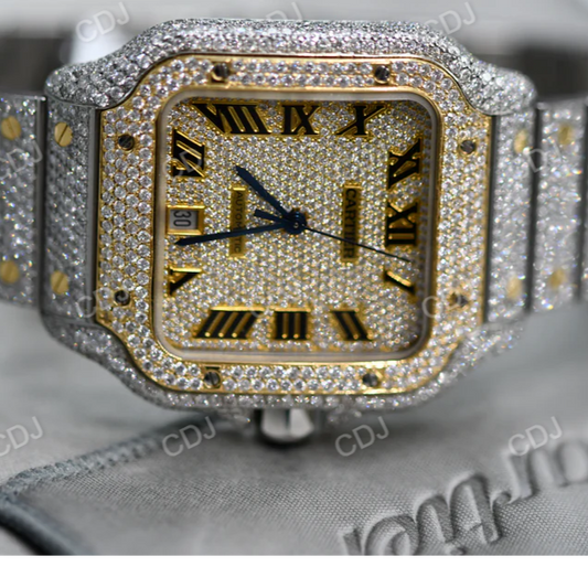Two Tone Cartier Iced Out Luxury Hip Hop Men's Watch customdiamjewel