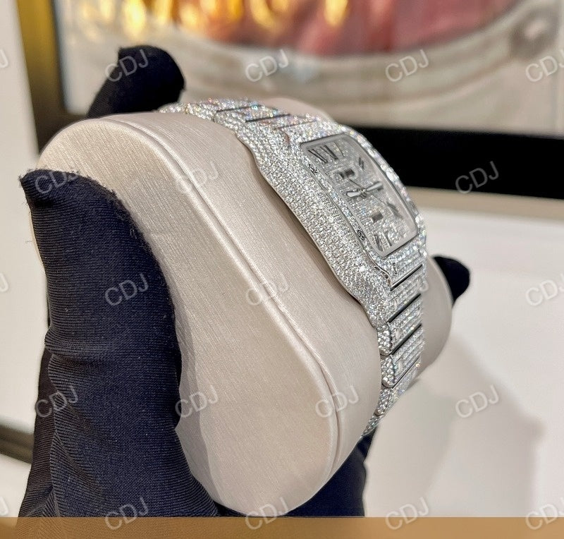 Full Iced Out Cartier Men's Wrist Moissanite Watch customdiamjewel