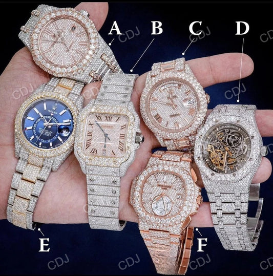 New Arrival Custom Iced Out Moissanite Hip Hop Luxury Watch customdiamjewel