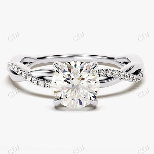 1.10CTW Round Cut Twist Moissanite Engagement Ring  customdiamjewel 10KT White Gold VVS-EF