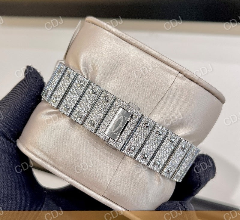 Full Iced Out Cartier Men's Wrist Moissanite Watch customdiamjewel