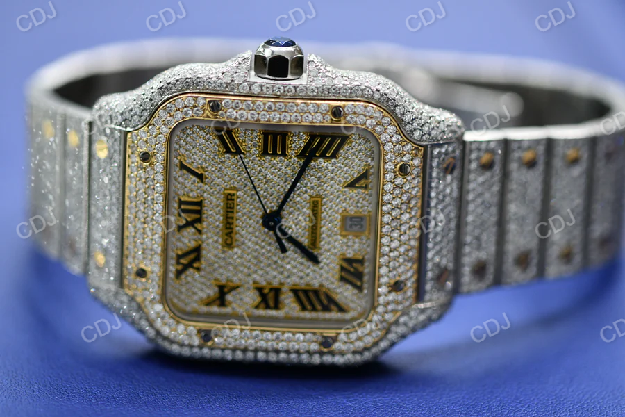 Two Tone Cartier Iced Out Luxury Hip Hop Men's Watch customdiamjewel