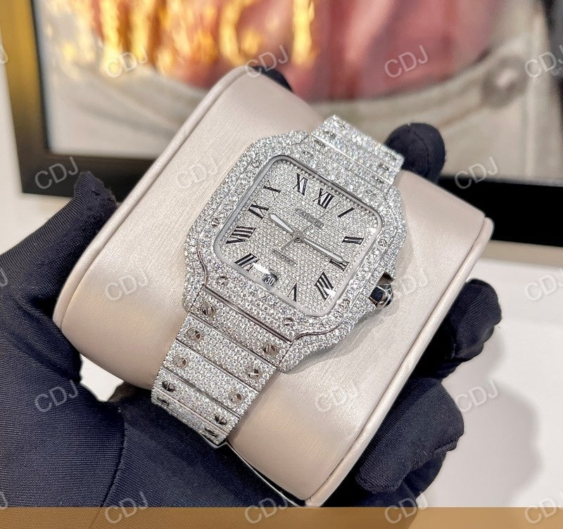 Full Iced Out Cartier Men's Wrist Moissanite Watch customdiamjewel