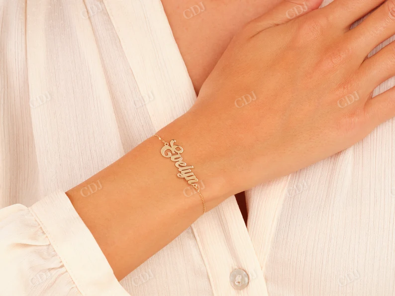 Gold Name Tag Bracelet  customdiamjewel   