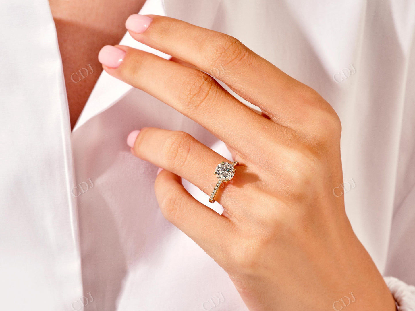 1.92CTW Round Minimalist Moissanite Engagement Ring Set  customdiamjewel   