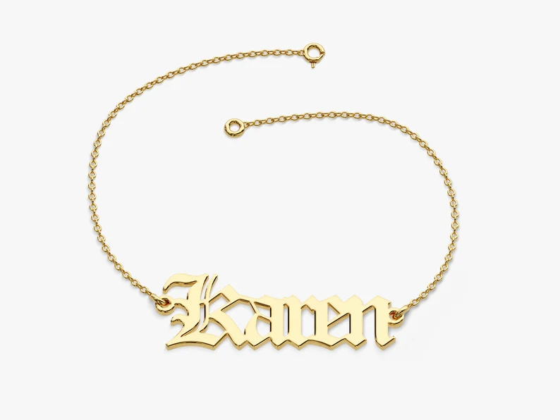 Gold Name Tag Bracelet  customdiamjewel   