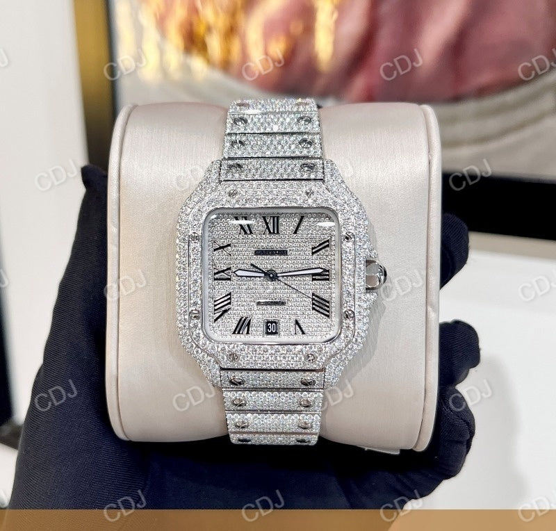 Full Iced Out Cartier Men's Wrist Moissanite Watch customdiamjewel