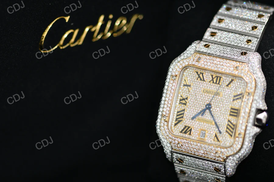 Two Tone Cartier Iced Out Luxury Hip Hop Men's Watch customdiamjewel