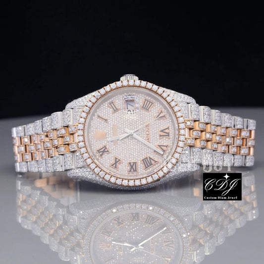 Two Tone Hip Hop Rolex Men's Watch customdiamjewel