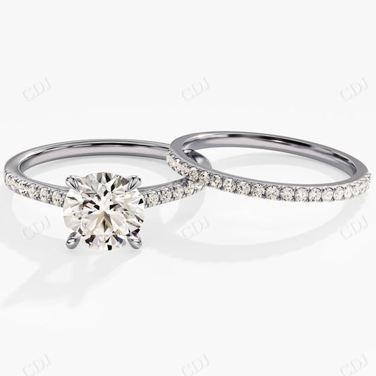 1.92CTW Round Minimalist Moissanite Engagement Ring Set  customdiamjewel 10KT White Gold VVS-EF