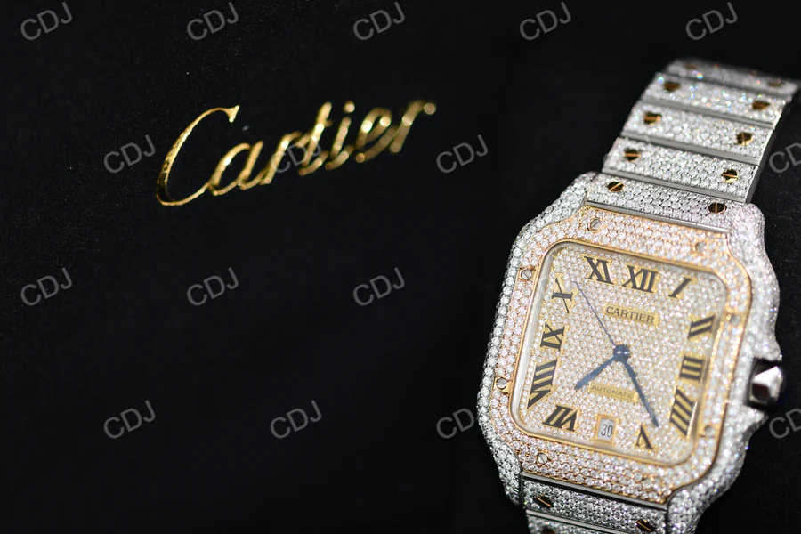 Two Tone Cartier Iced Out Luxury Hip Hop Men's Watch customdiamjewel