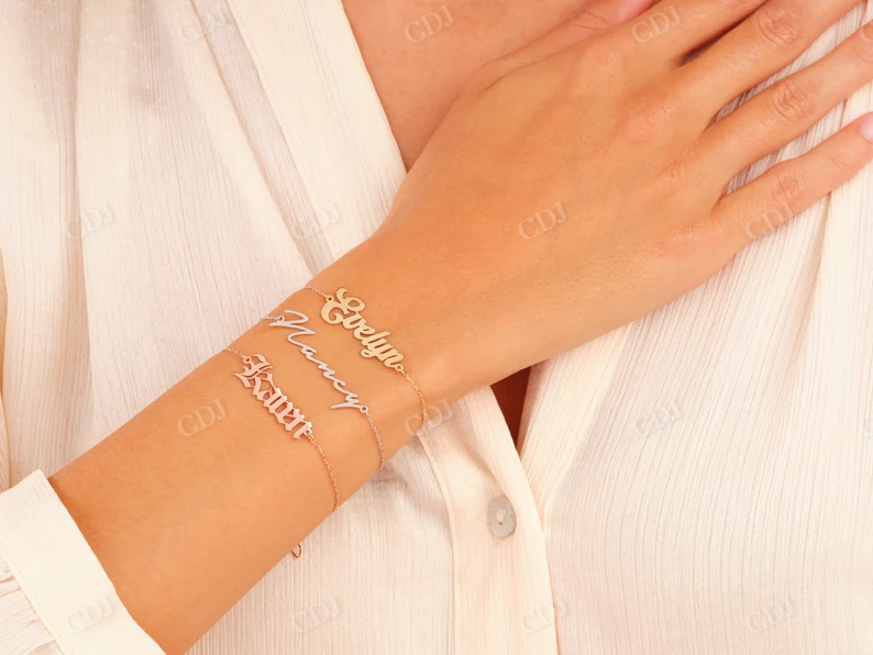 Gold Name Tag Bracelet  customdiamjewel   