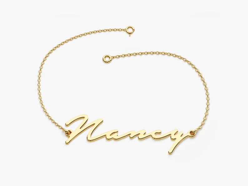 Gold Name Tag Bracelet  customdiamjewel   