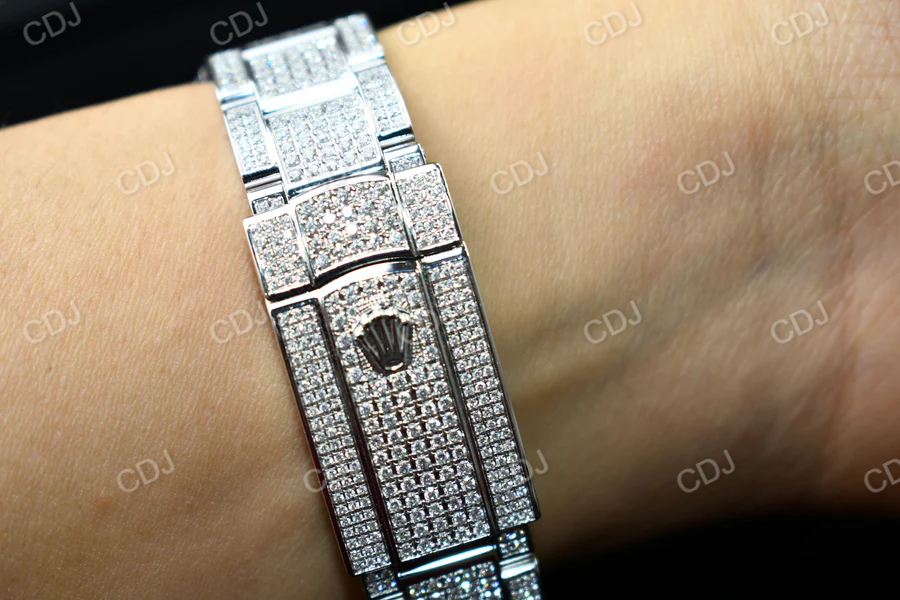 41mm Rolex Datejust Iced out Moissanite men's Watch customdiamjewel