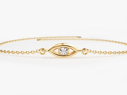 Evil Eye 14k Solid Gold Moissanite Bracelet Gift for Her  customdiamjewel Sterling Silver Yellow Gold VVS-EF