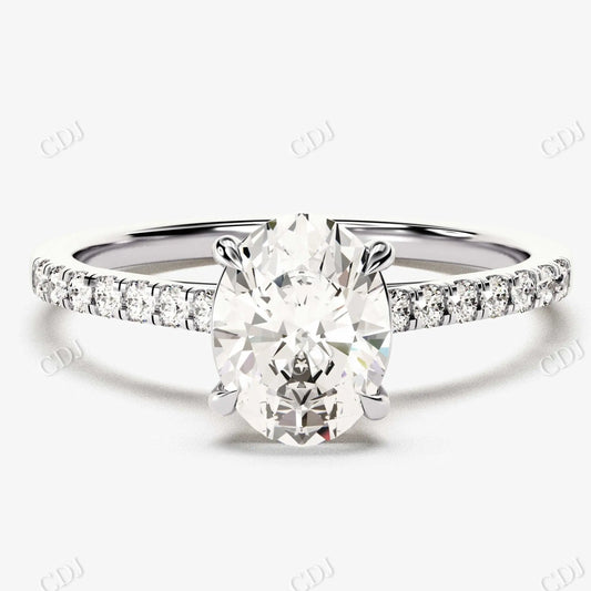 1.71CTW Pave Set Oval Cut Moissanite Engagement Ring  customdiamjewel 10KT White Gold VVS-EF