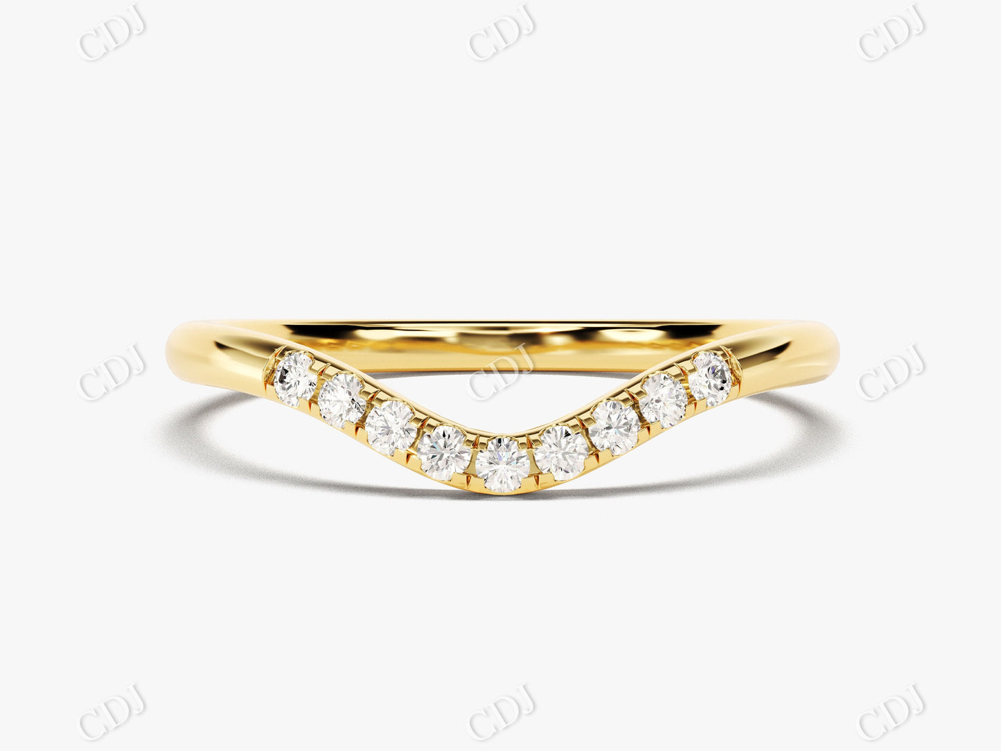 0.15CTW Curved Lab Grown Diamond Band in 14k Solid Gold  customdiamjewel 10KT Yellow Gold VVS-EF