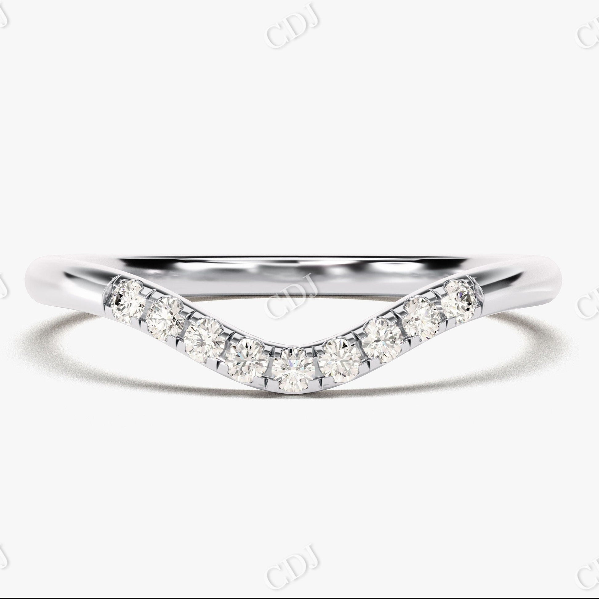 0.15CTW Curved Lab Grown Diamond Band in 14k Solid Gold  customdiamjewel 10KT White Gold VVS-EF