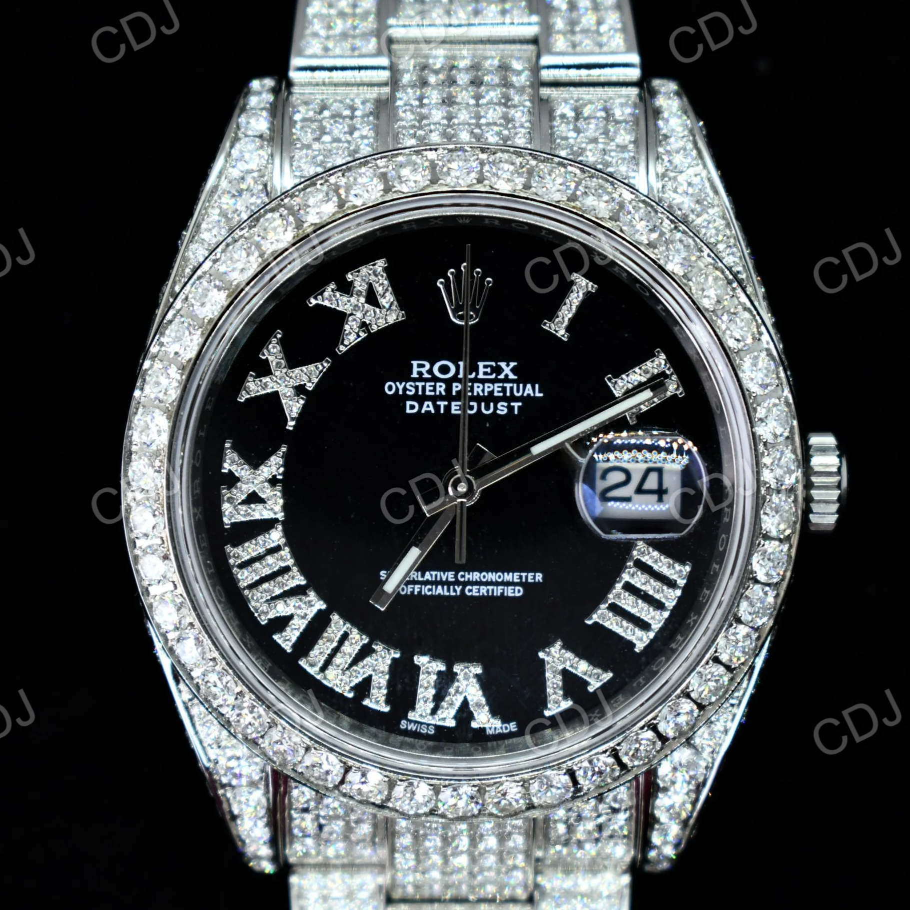41mm Rolex Datejust Iced out Moissanite men's Watch customdiamjewel