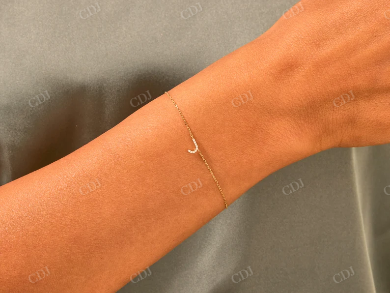 14k Solid Gold Simple Moissanite Name Bracelet  customdiamjewel   