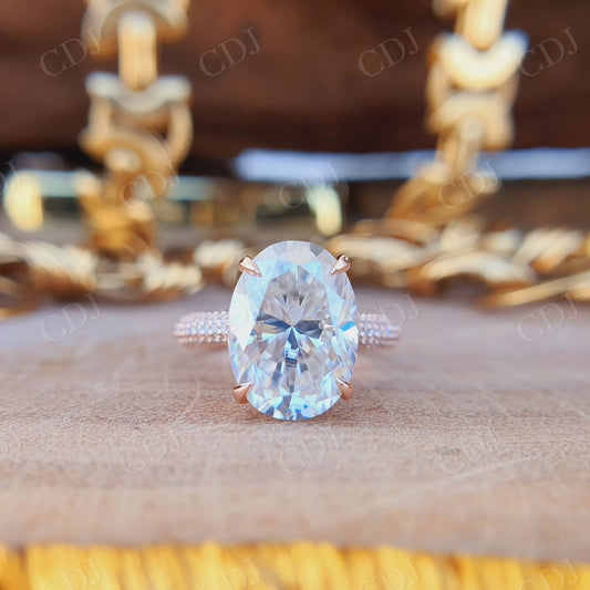 3.90CT Oval Cut Halo Moissanite Engagement Ring  customdiamjewel   