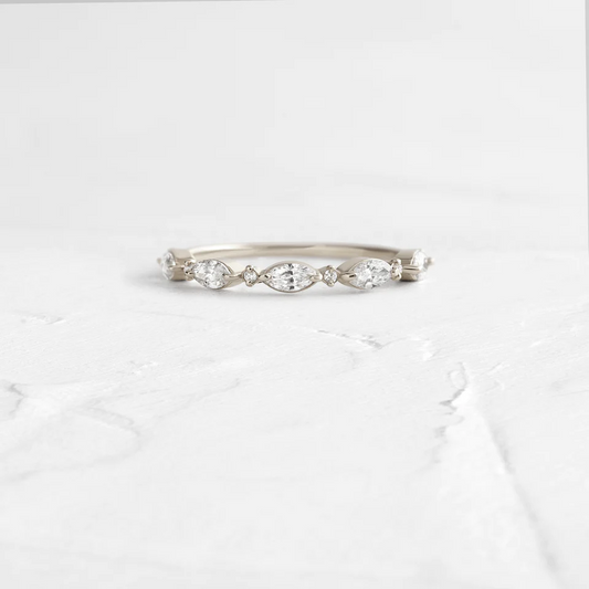0.37CTW Natural Diamond Tiny Wedding Band  customdiamjewel 10KT White Gold VVS-EF