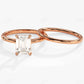 1.5CTW Minimalist Emerald Cut Moissanite Engagement Ring Set  customdiamjewel 10KT Rose Gold VVS-EF