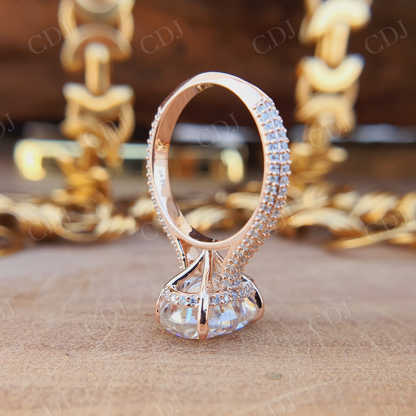 3.90CT Oval Cut Halo Moissanite Engagement Ring  customdiamjewel   