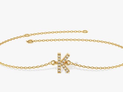 Natural Diamond Name Bracelet  customdiamjewel 10 KT Solid Gold Yellow Gold VVS-EF