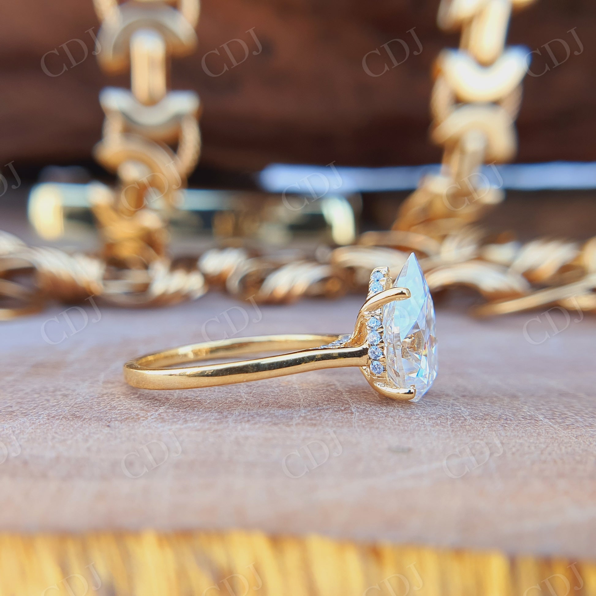 2.50CT Pear Cut Moissanite Engagement Ring  customdiamjewel   