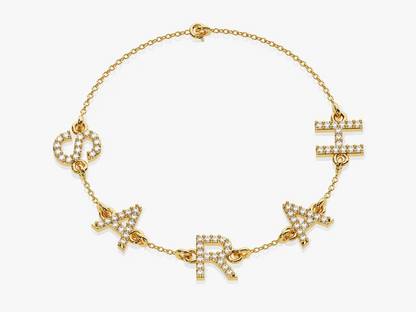 Natural Diamond Name Letter Bracelet  customdiamjewel 10 KT Solid Gold Yellow Gold VVS-EF