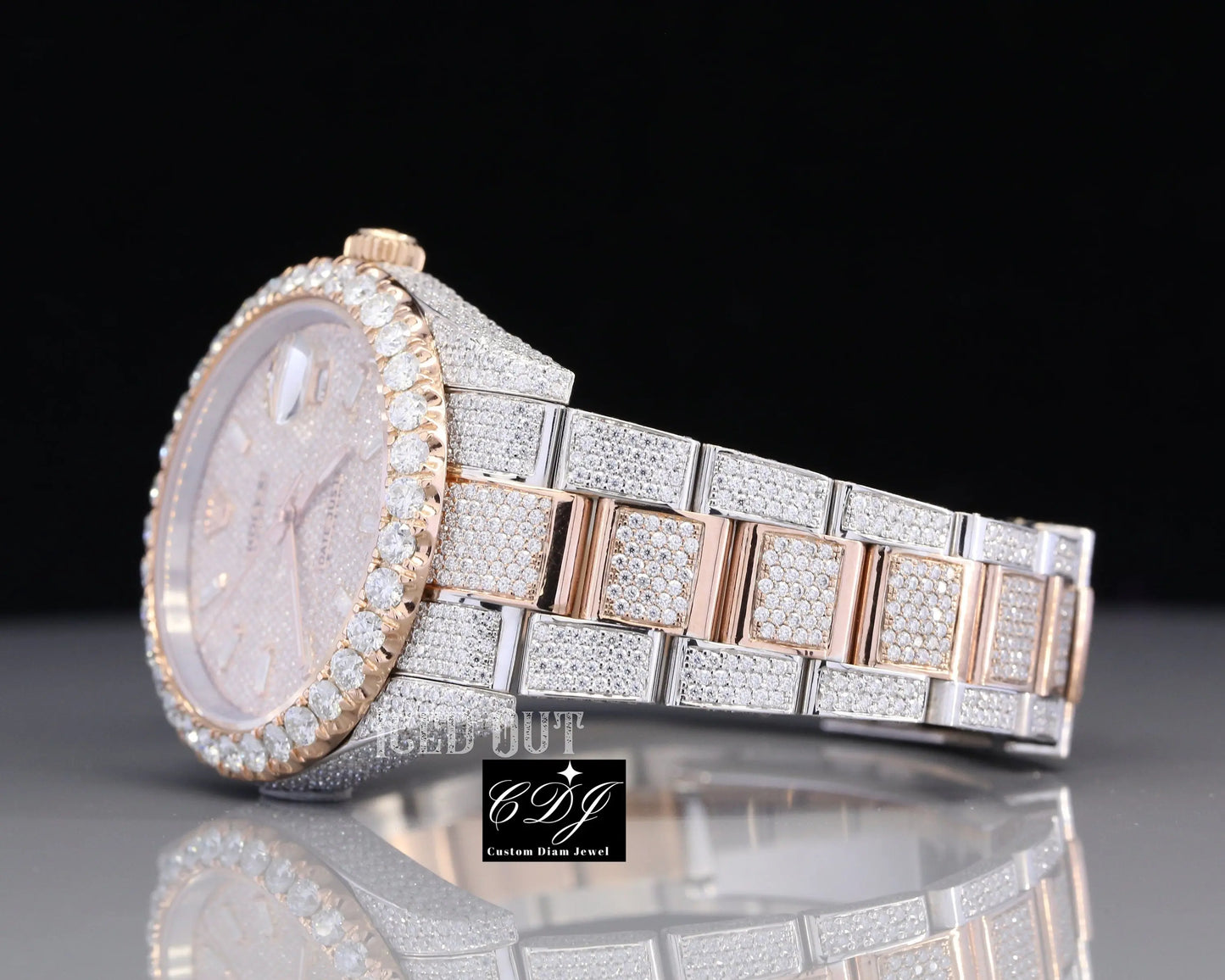 Two Tone Moissanite Hip Hop Rolex Watch customdiamjewel