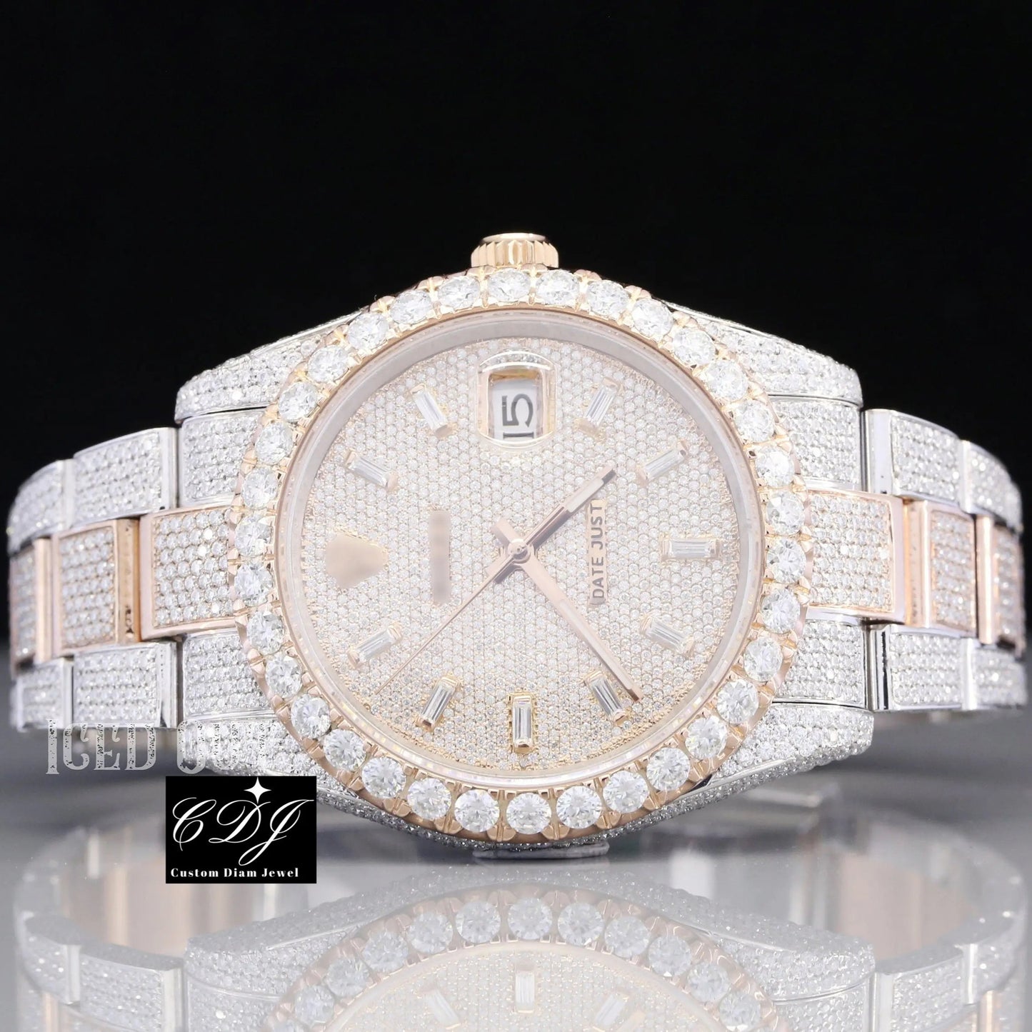 Two Tone Moissanite Hip Hop Rolex Watch customdiamjewel