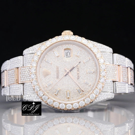 Two Tone Moissanite Hip Hop Rolex Watch customdiamjewel