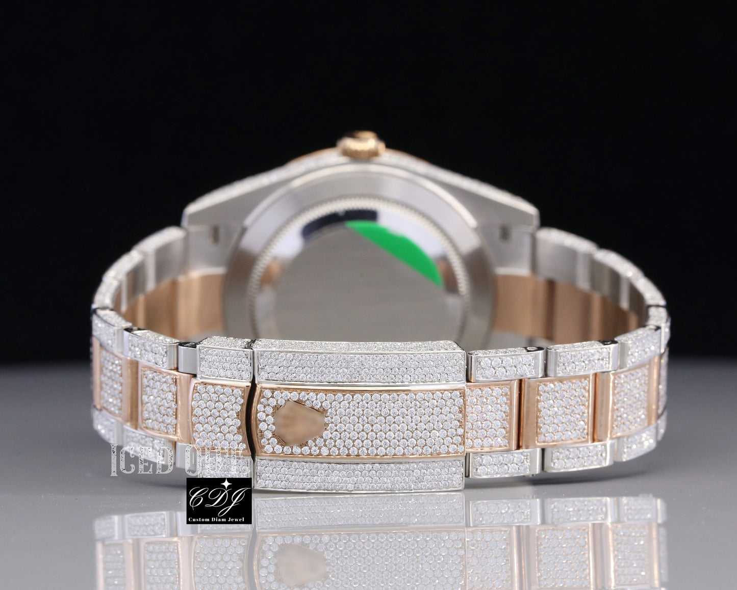 Fully Ice Out Two Tone Rolex Diamond Watch (28 CT)  customdiamjewel   