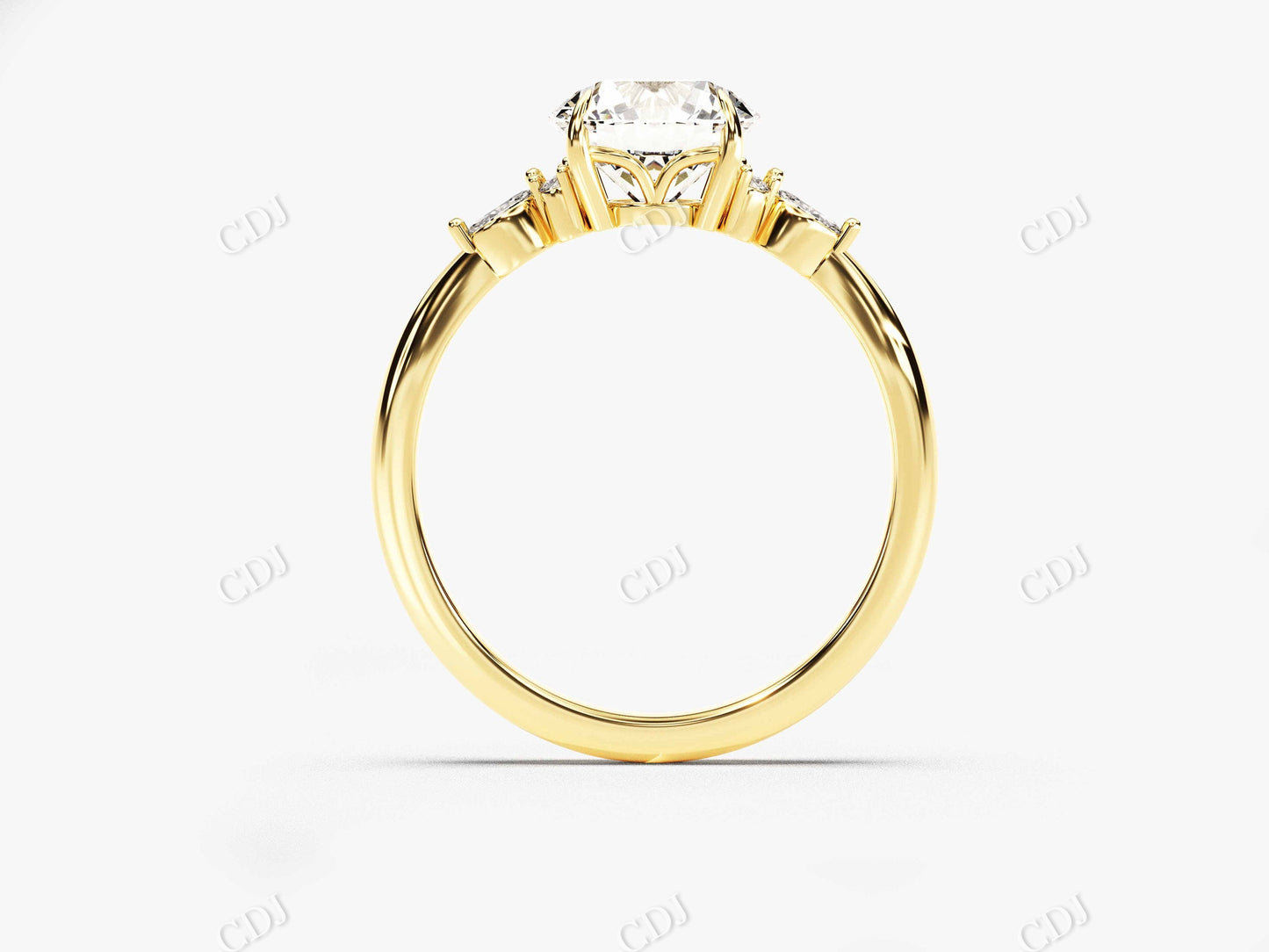 1.61CTW Accented Round Cut Moissanite Engagement Ring