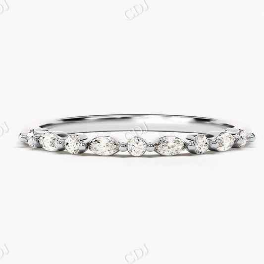 0.18CTW Marquise And Round Cut CVD Diamond Half Eternity Band  customdiamjewel 10KT White Gold VVS-EF