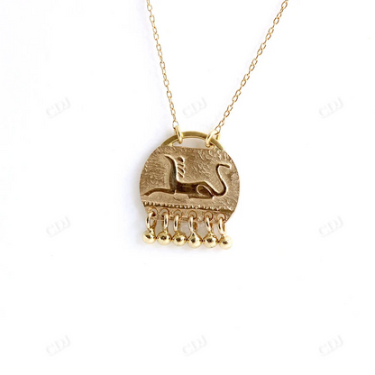 Engraved Gold Disc Necklace