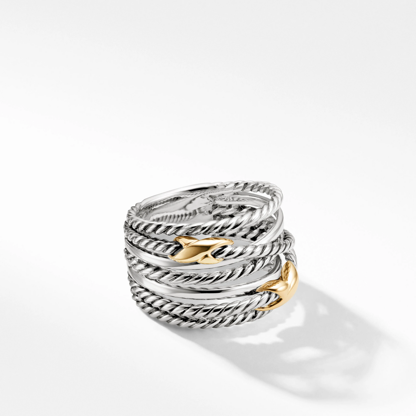 Double X Crossover Ring In Sterling Silver With Gold  customdiamjewel   