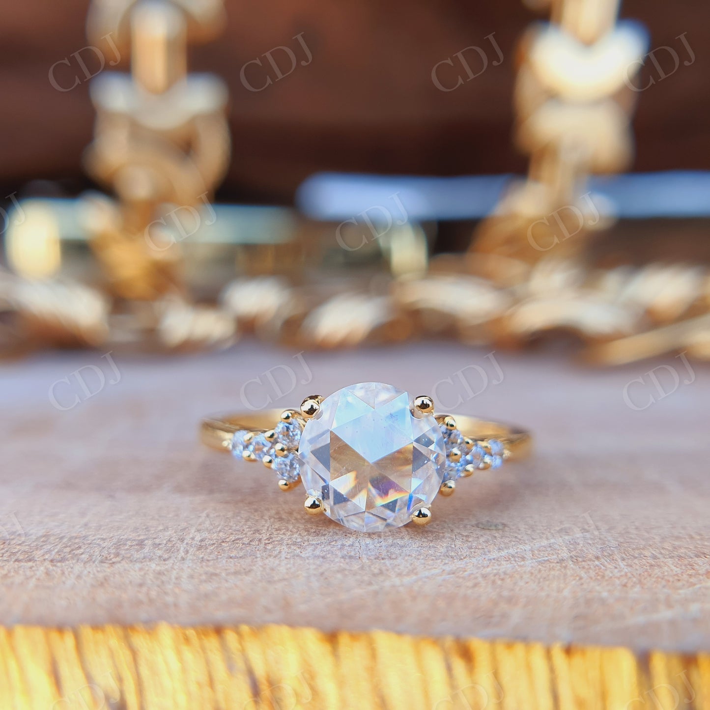 1.00CT Rose Cut Moissanite Engagement Ring  customdiamjewel   