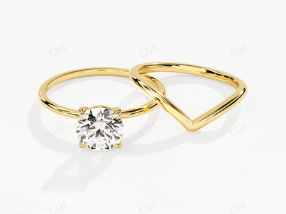 Solitaire 1.5 CT Round Moissanite Engagement Ring Set  customdiamjewel 10KT Yellow Gold VVS-EF