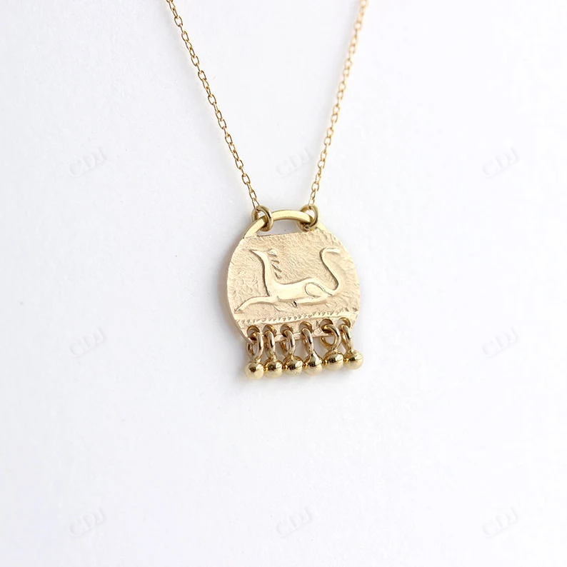 Engraved Gold Disc Necklace