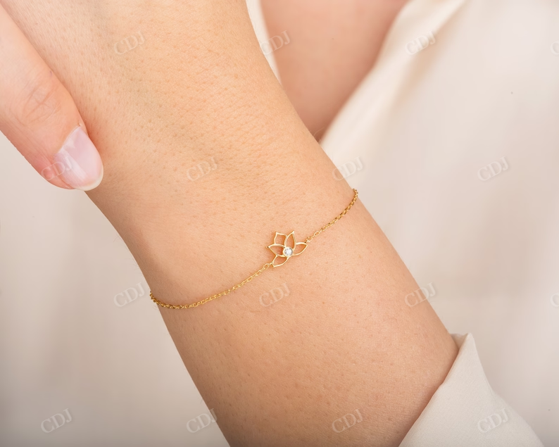 Dainty Natural Diamond Lotus Bracelet  customdiamjewel   