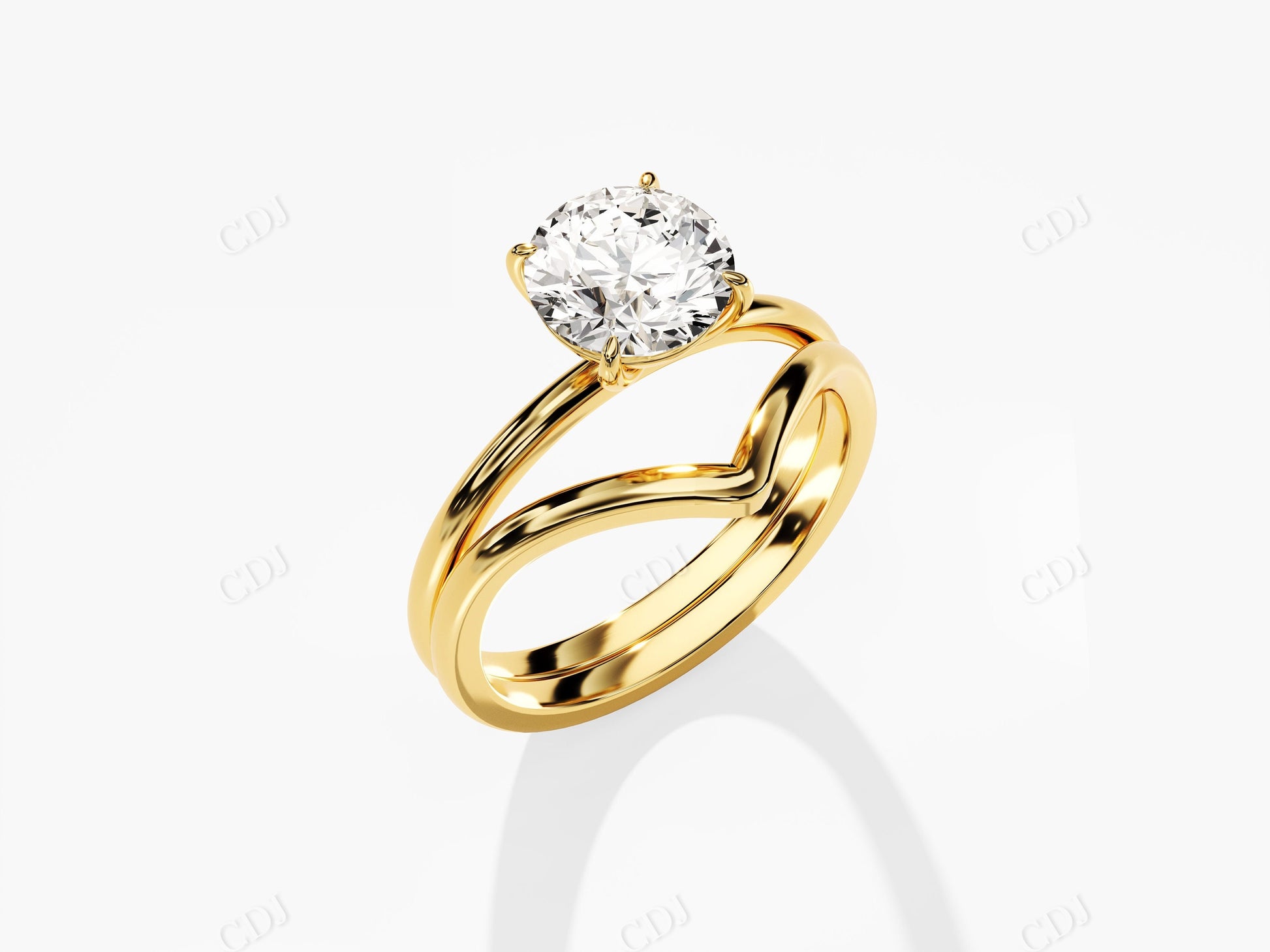 Solitaire 1.5 CT Round Moissanite Engagement Ring Set  customdiamjewel   