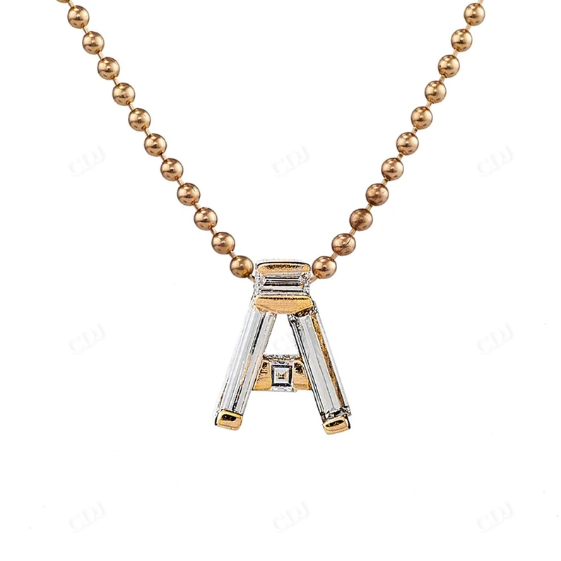 Personalized Letter Baguette Moissanite Diamond Pendant
