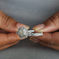 Emerald Cut with Side Round Cut Moissanite and Half Eternity Engagement Ring  customdiamjewel   