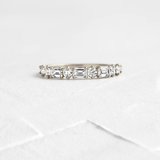 Minimalist Natural Diamond Emerald Cut Wedding Band  customdiamjewel 10KT White Gold VVS-EF