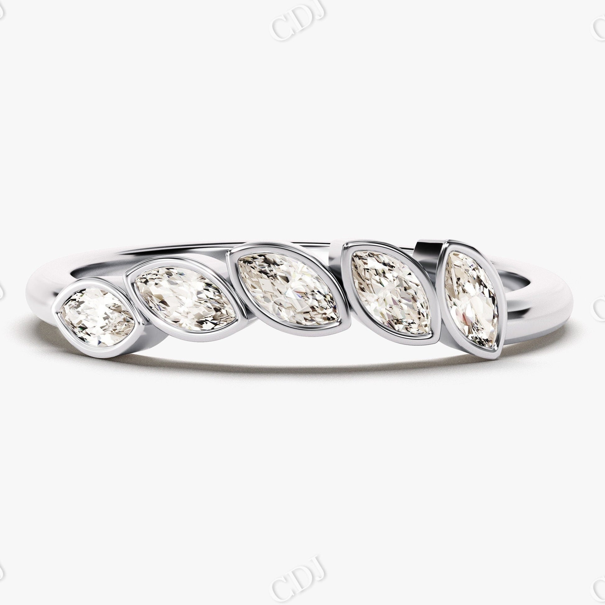 0.50CTW Bezel Set Marquise Lab Grown Diamond Matching Band  customdiamjewel 10KT White Gold VVS-EF